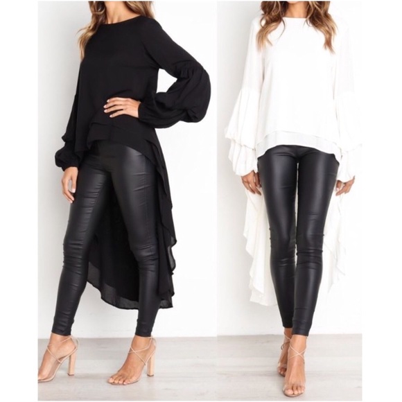 Tops - Black or White High-Low Blouse